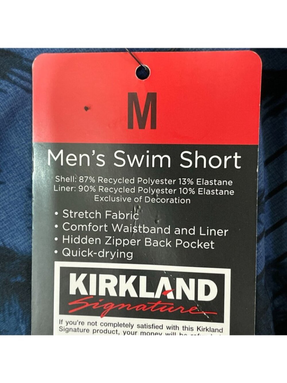 NWT Kirkland Signature Men's M Blue Swim Shorts Palm Print - Picture 11 of 12
